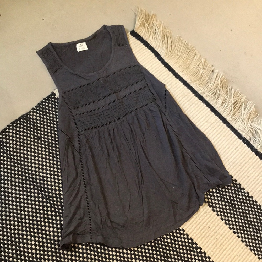 O’Neill Gray/Brown Tank with Crochet Details
